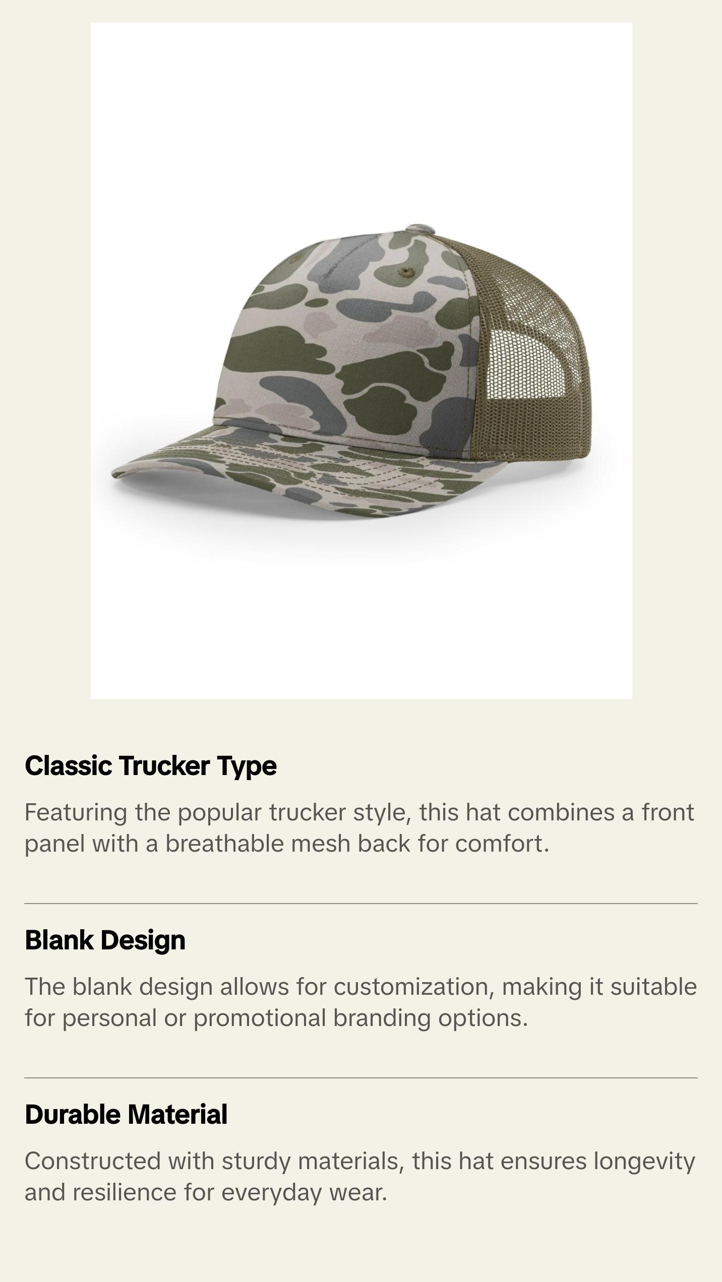 112 Blank Trucker Hat