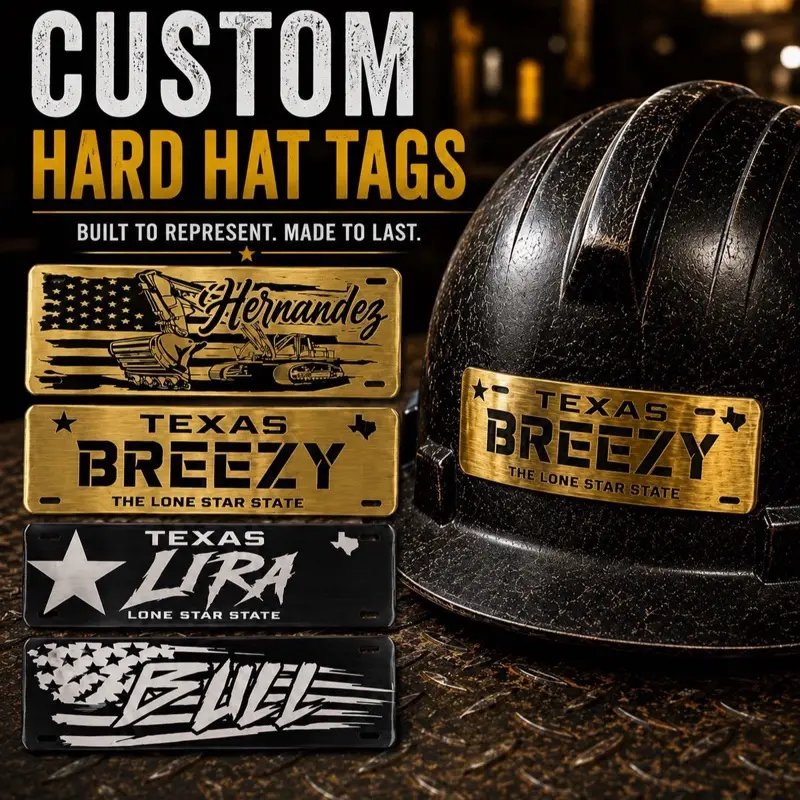 64 Backgrounds  Personalized Hard Hat Name Tag Stainless Steel | Veteran Made Personalized Welder & Refinery Name Tag | Polished Metal Badge for Tradesmen, Linemen & Blue Collar Workers