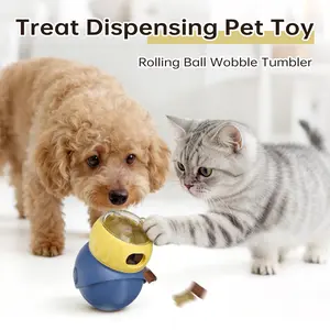 Interactive Chewing Treat Toy Ball  Pet Tornado Puzzle Toy Kibble Biscuit Dispensing For Cat And Dog Anxiety Stress Relief Boredom Buster Wobble Tumbler Run Roll Chase Fetch Exercise Durable Tool Slow Feed