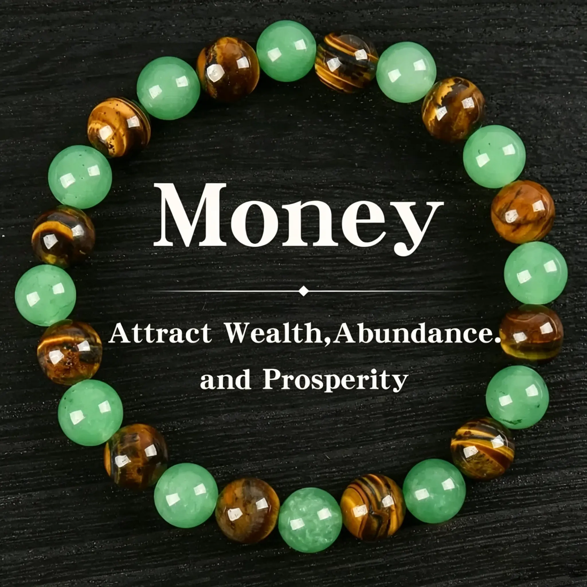 Unisex Natural Stone Beaded Bracelet - Tiger Eye & Green Stone, Elastic Design, Versatile Boho Style, Suitable for Office, Couple Matching & Date Looks Fashionable Bracelet Style Jewelry Bracelet