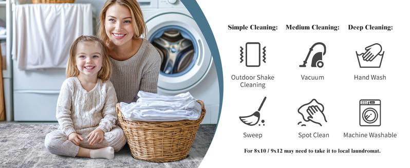 Shilucheng 8x10 Rugs for Living Room, Soft Indoor Abstract Area Rug for Bedroom, Modern Neutral Durable Area Rugs, Non-Slip Low Pile Foldable Machine Washable Rugs