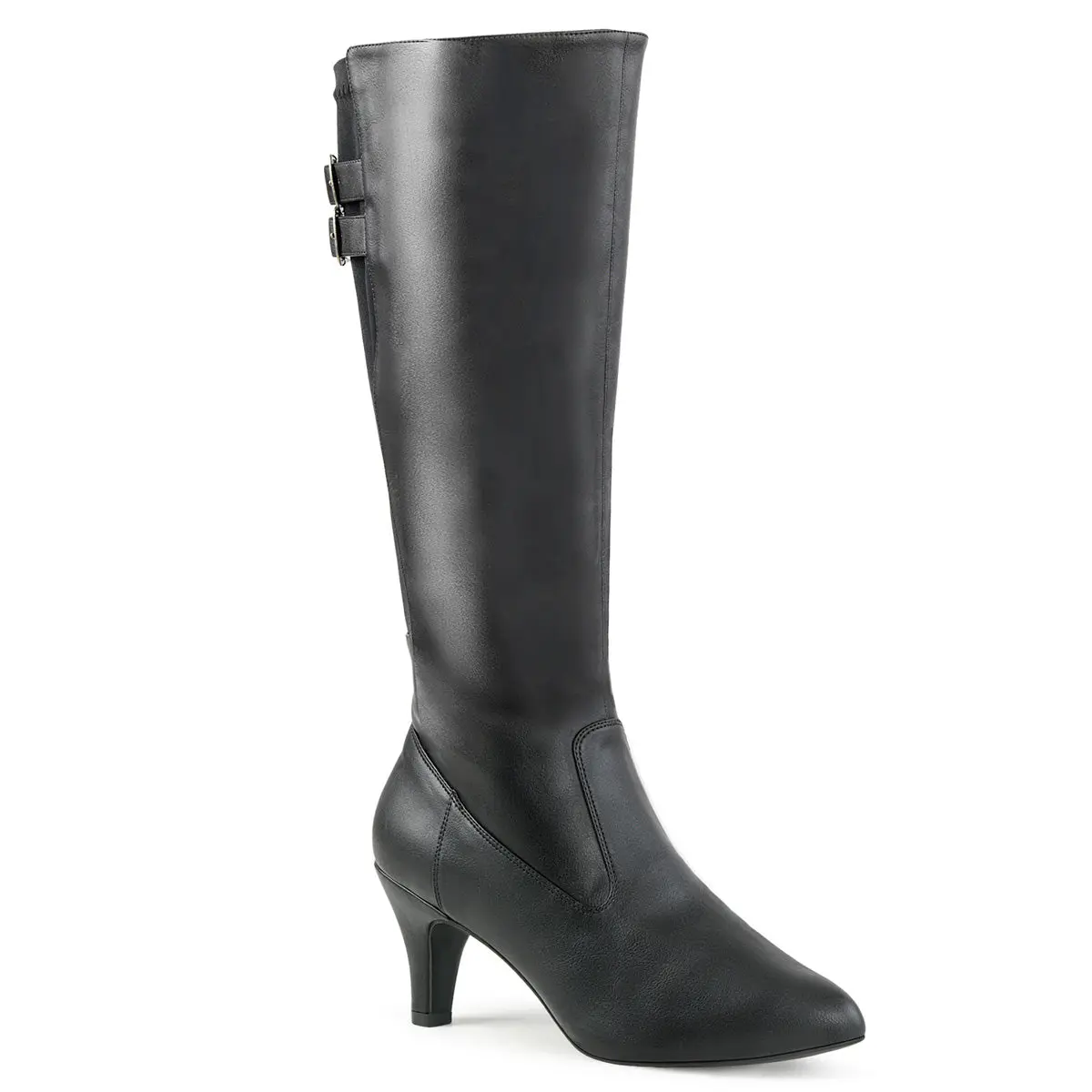 Women's Knee-High Boots - Divine-2018 Style Casual Shoe, Black Vegan Leather Footwear