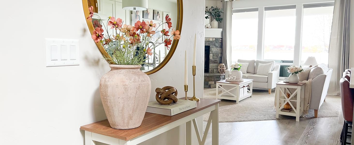 PhiVilla 40" Long Farmhouse Console Table, X-Design Entryway Table for Hallway & Living Room