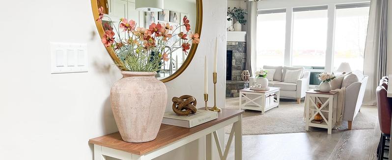 【Sophia & William】40" Long Farmhouse Console Table, X-Design Entryway Table for Hallway & Living Room