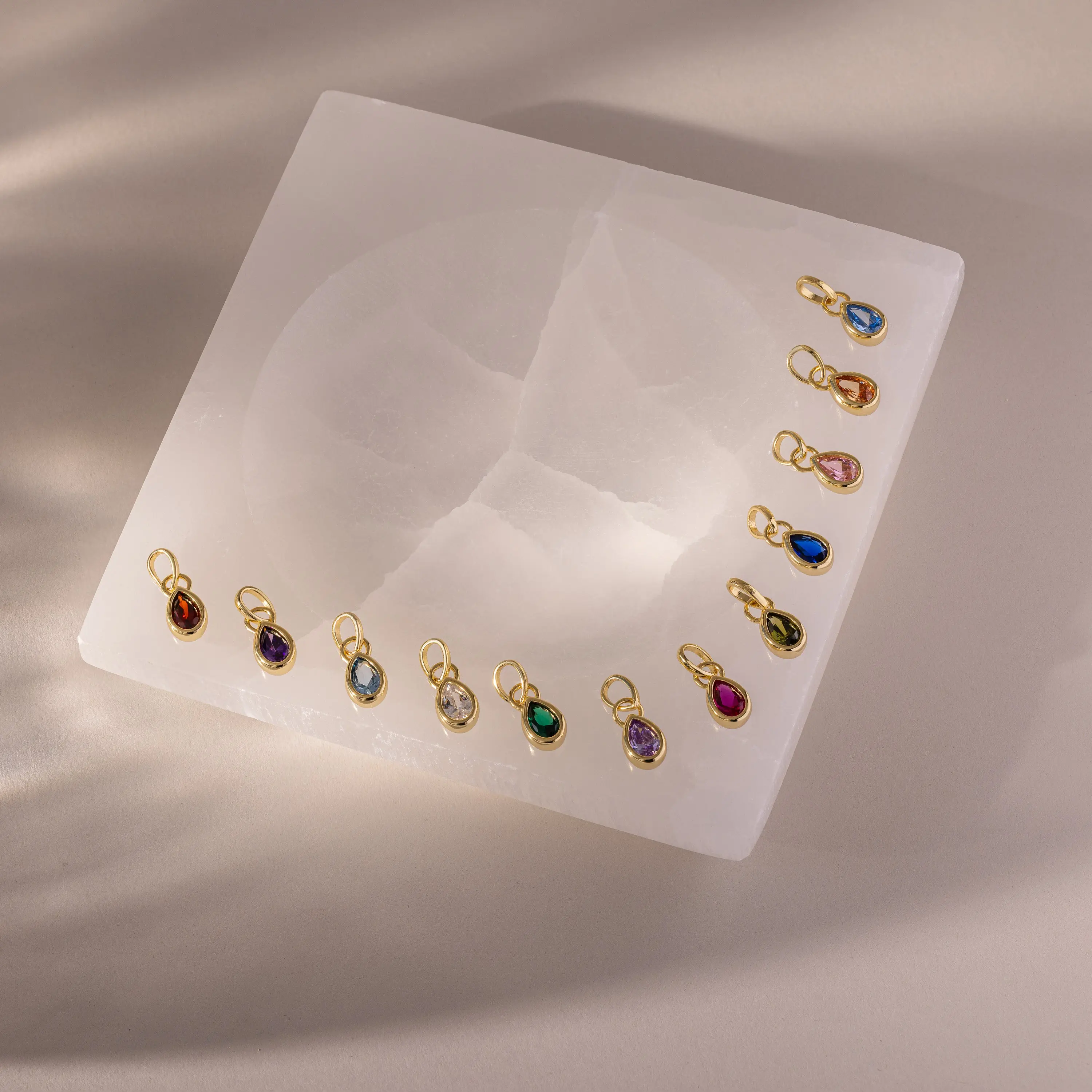 D. Teardrop Birthstone Charm