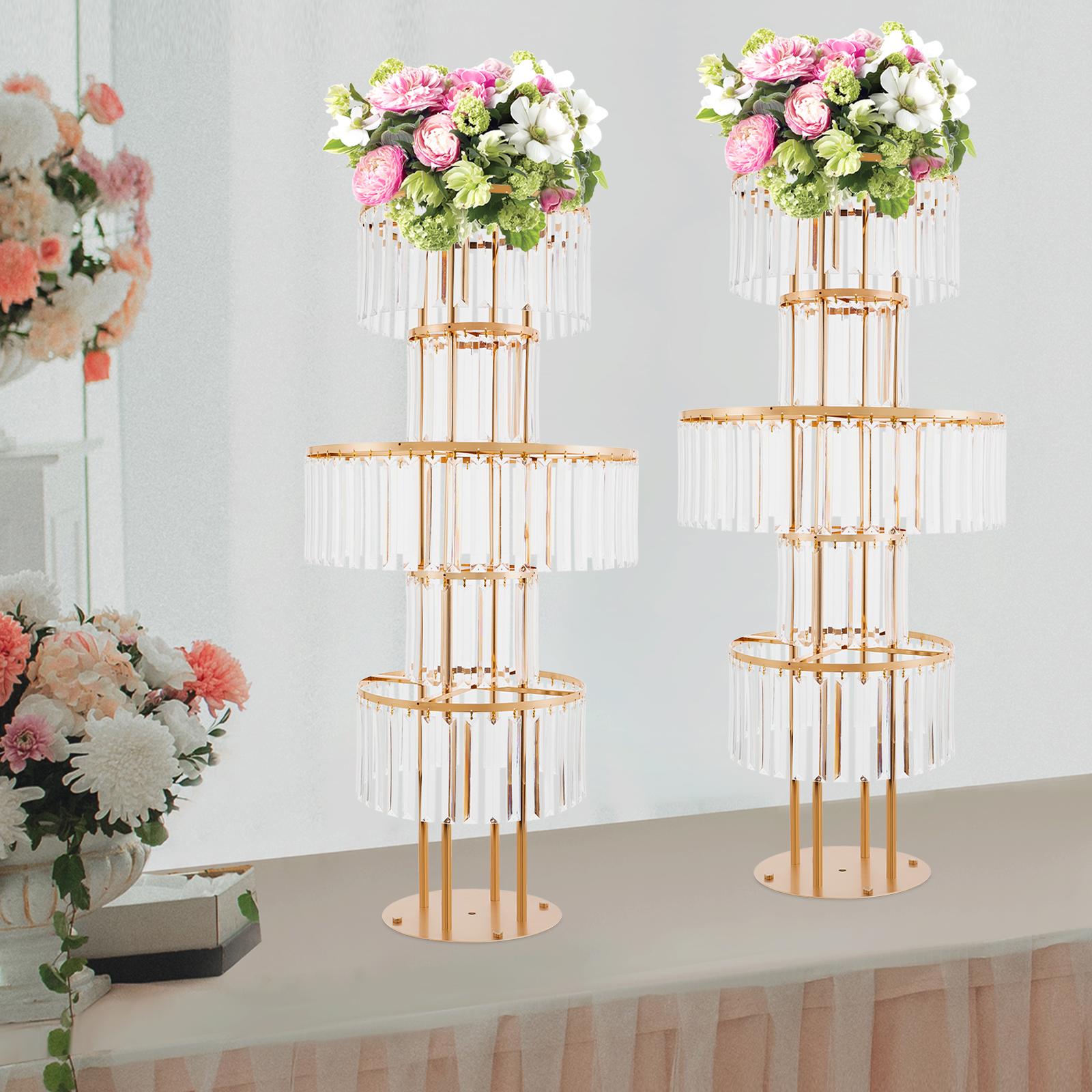 Clear Acrylic 5 Tier Flower Stand 2Pcs for Wedding Birthday Party Centerpiece Display