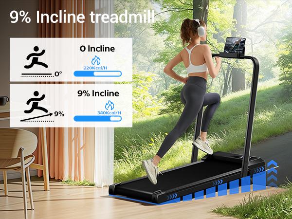 UMAY Walking Pad Treadmill with Incline, Under Desk Treadmill with Diamond Pattern Running Belt, Lightweight Running Machines for Home Office SpringStatements