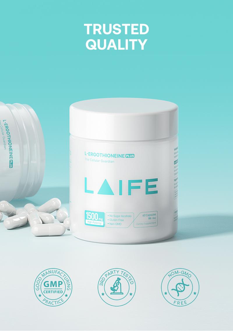 Laife L-Ergothioneine PLUS – Advanced Anti-Aging Cellular Support for Skin, Energy & Whole-Body Vitality with L-Ergothioneine, Nicotinamide Riboside (NR), Fisetin, Quercetin, Curcumin, Magnesium & Ecdysterone-60 capsules Laife L-Ergothioneine PLUS – Advanced Anti-Aging Cellular Support for Skin, Energy & Whole-Body Vitality with L-Ergothioneine, Nicotinamide Riboside (NR), Fisetin, Quercetin, Curcumin, Magnesium & Ecdysterone-60 capsules