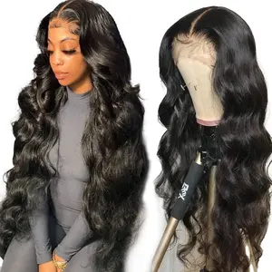 Luxury Black Body Wave Lace Front  glueless curl Wig | Middle Part Long  curly  Wavy Wig | Effortless Red Carpet Glam for Daily Wear  | medium length synthetic hair wig