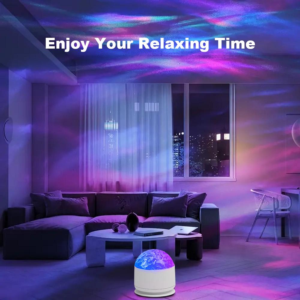 2 Scene-7 Color Star Projector Light with Music Rhythm, Ocean Wave & 3D Water Ripple Effects, Romantic Night Light for Bedroom, Party, Best Gift for Kids & Lovers