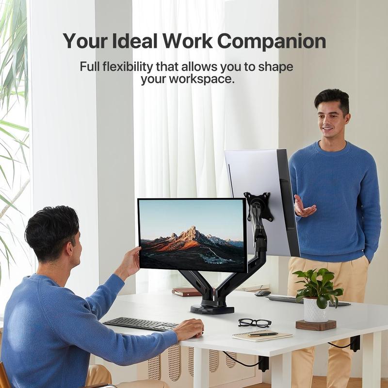 HUANUO Dual Monitor Arm Adjustable Gas Spring Monitor mount for Gaming and Home Office Setups, Monitor Arm hold up to 30" with 19.8 lbs Max Weight and C-Clamp or Grommet Hole Mounting