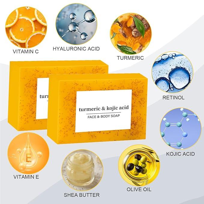 Lemon Turmeric Soap Bars infused with turmeric Extract Soft gentle with turmeric Extract Soft gentle and effective 3PCS