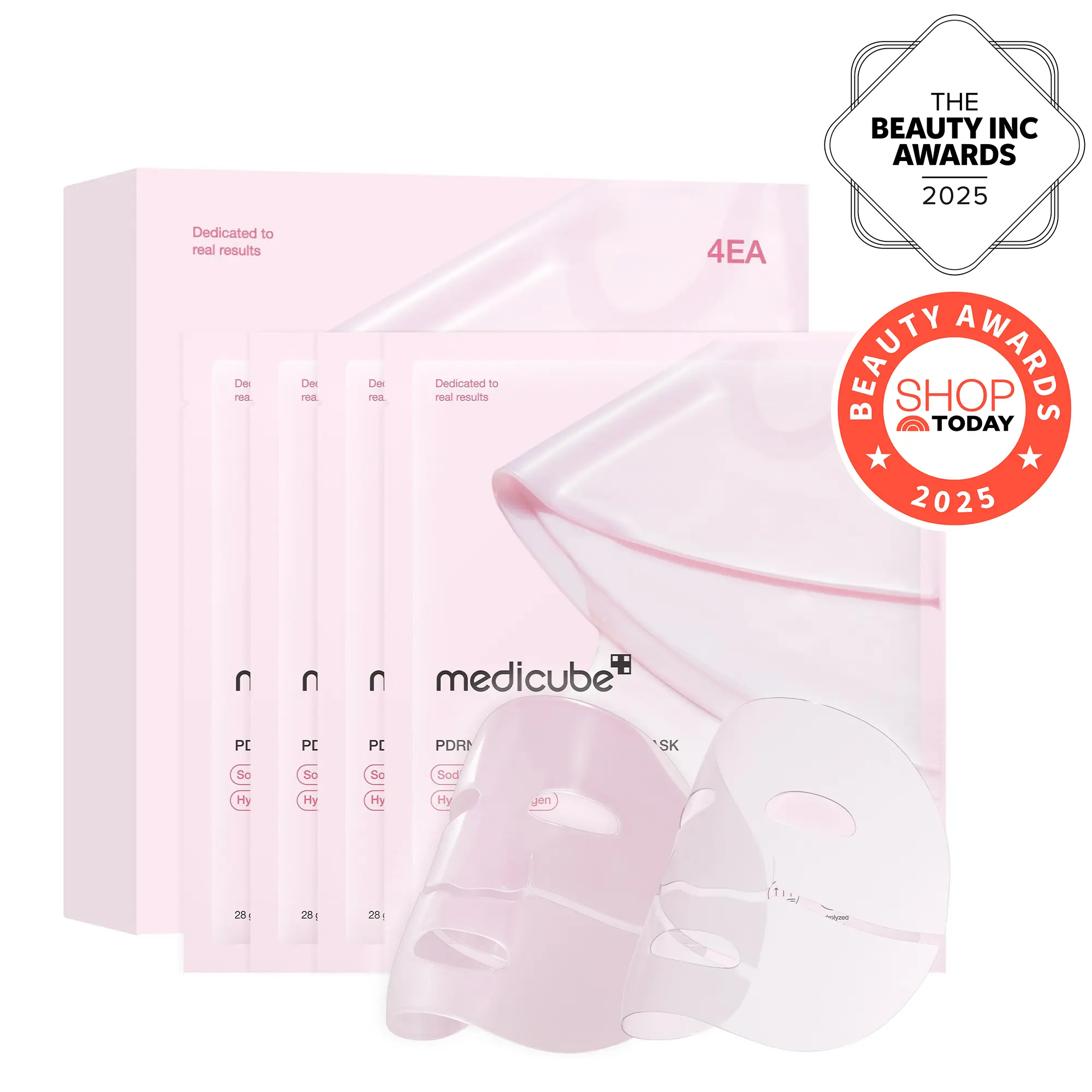 [medicube] PDRN Pink Collagen Gel Mask 4 Sheets Salmon DNA Color Changing Pink Glow Collagen Facial Mask Korean Skincare