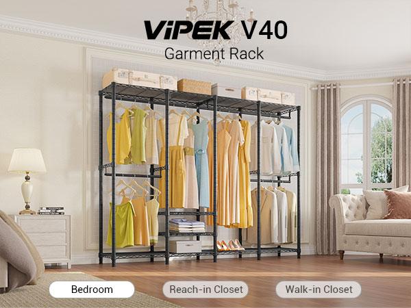 VIPEK V40 Series Heavy Duty Clothes Rack, Extra Large Freestanding Portable Closet Organizer with Hanging Rods, Max Load 1300LBS for Bedroom & Storage