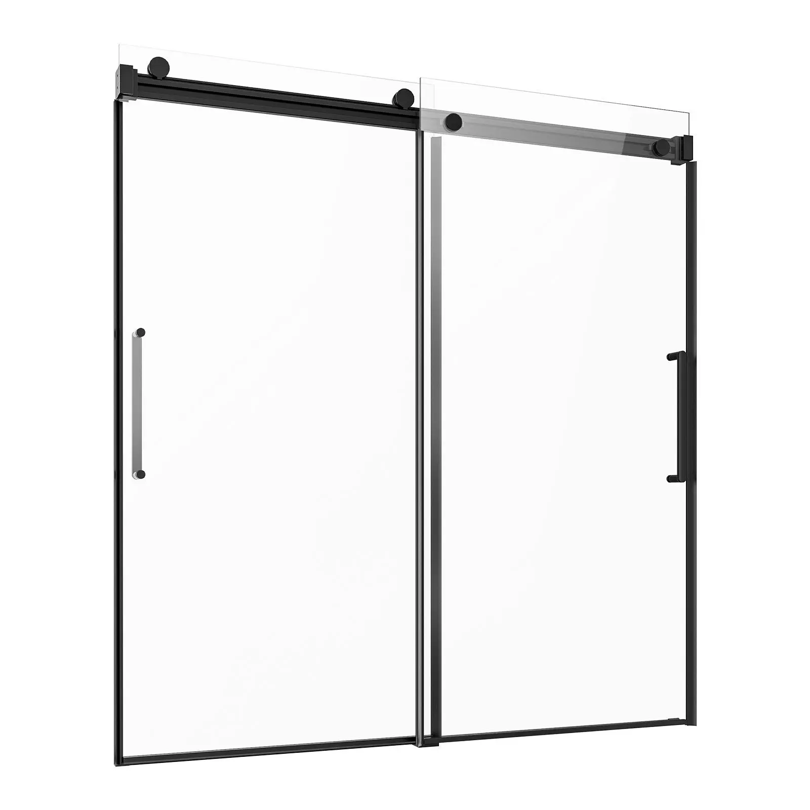 VEVOR Frameless Sliding Bathroom Door, 56-60 in.W x 60 in.H Frameless Design Modern Door Hardware for Bathrooms