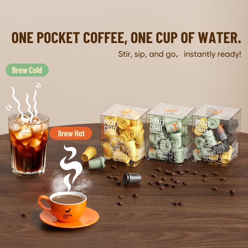 Coffee & Mug Combo Cheerful Goat Freeze-Dried Instant Cold Brew Coffee 15 Cups  No Sugar, No Additives, Low Acid, Healthy for Iced & Hot  Insulated Coffee Mug Combo – Stainless Steel Travel Coffee Tumbler with Ceramic Liner Beverage