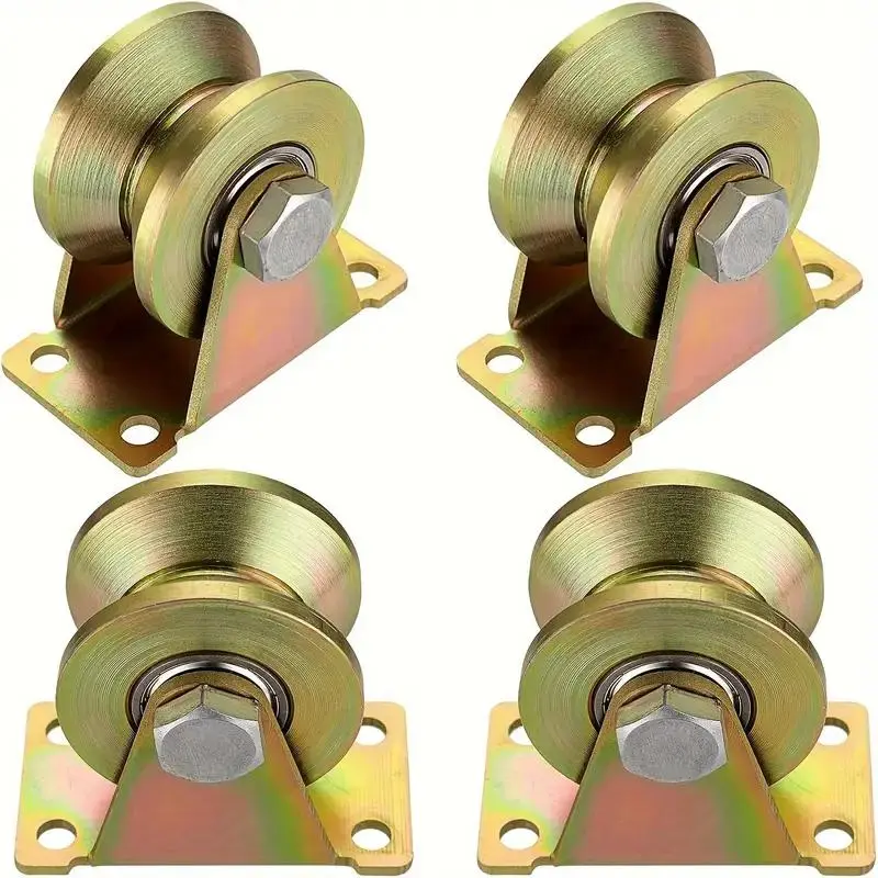 Metal-Industrial Heavy Duty Pulley Wheels, U/V Groove Roller Bearings for Sliding Doors and Iron Gates, Durable Guiding Casters