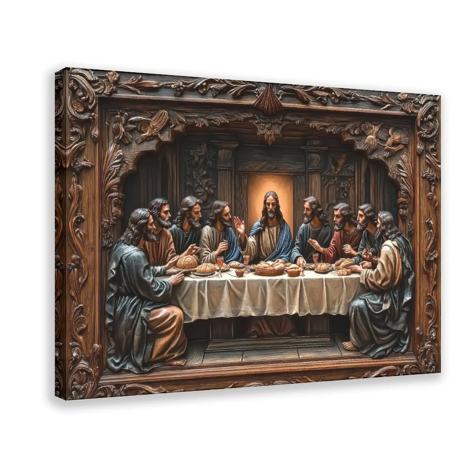 2D Jesus Christ The Last Supper Wall Art, Vintage Religion Canvas Poster Print Modern Family Bedroom Decor Posters