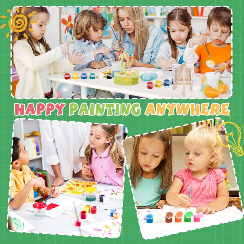 18 Set Mini Acrylic Paint Kit, Minis Stretched Canvas with Easel, Acrylic Paint Strips, Palettes, Painting Brushes, Mini Canvas and Easel Set for Kids Artists Beginner, Gifts