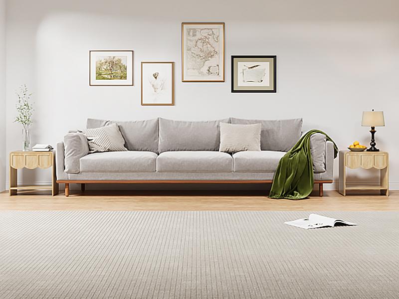 Giratree Small Night Stand, Mid Century Modern Farmhouse Wood Nightstand with Wave Panel Drawer, Bed Side End Table for Small Space, Living Room