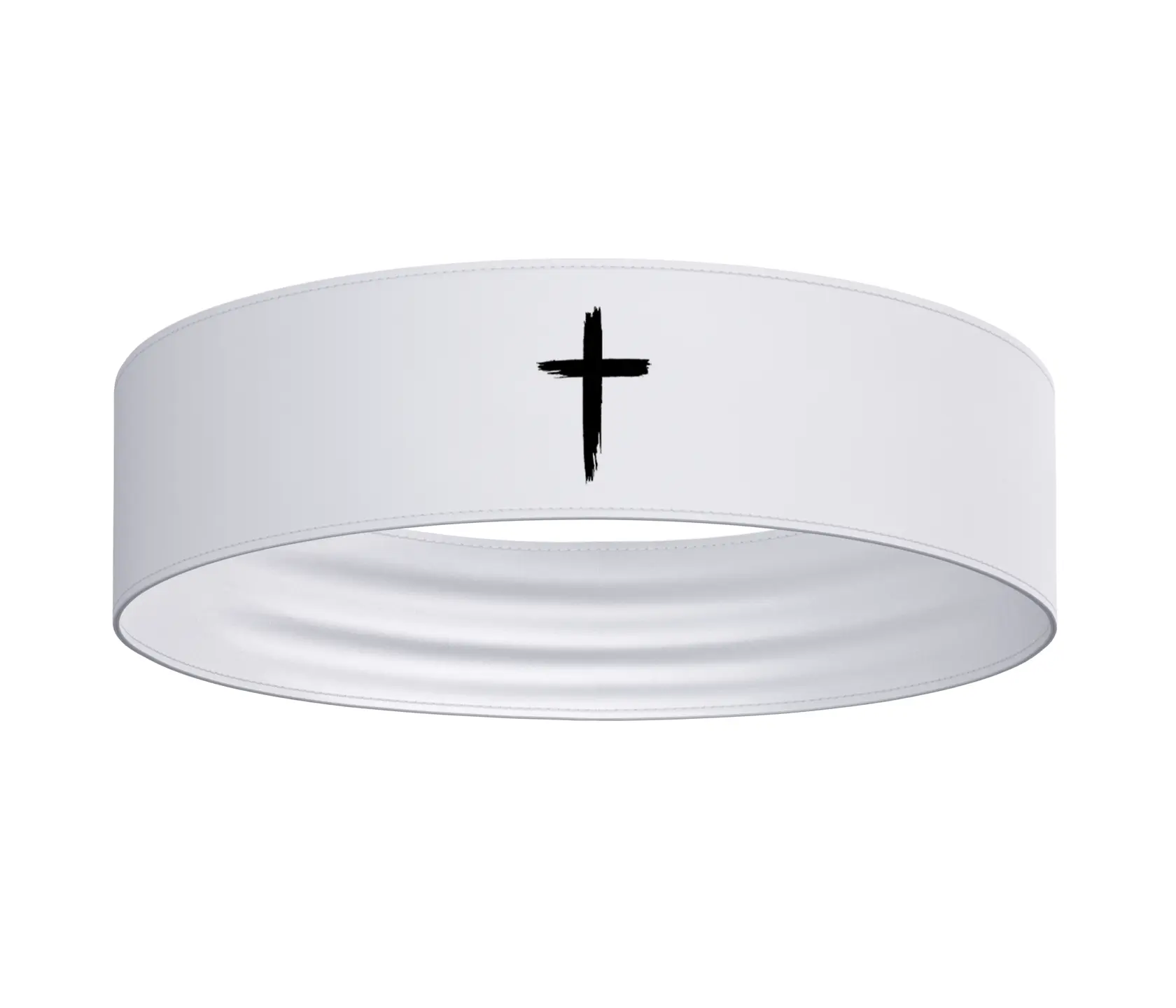 White Distressed Cross Stretch Headband - Black White Christian Jesus Faith God Workout Sweatband Football Basketball Soccer Running Baseball Softball Weightlifting Wrestling Athletic Fitness Accessories Bible Verse Head Band Sweat Band Bandana