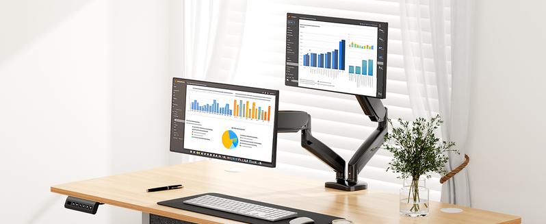 Monitor Stand - Adjustable Desk Mount Arm for 15 - 27  Inch Monitors, Supports up to 17.6lbs, Heavy Duty Screen Mount with Gas Spring, Clamp & Grommet Base, VESA Bracket 75/100 Compatible