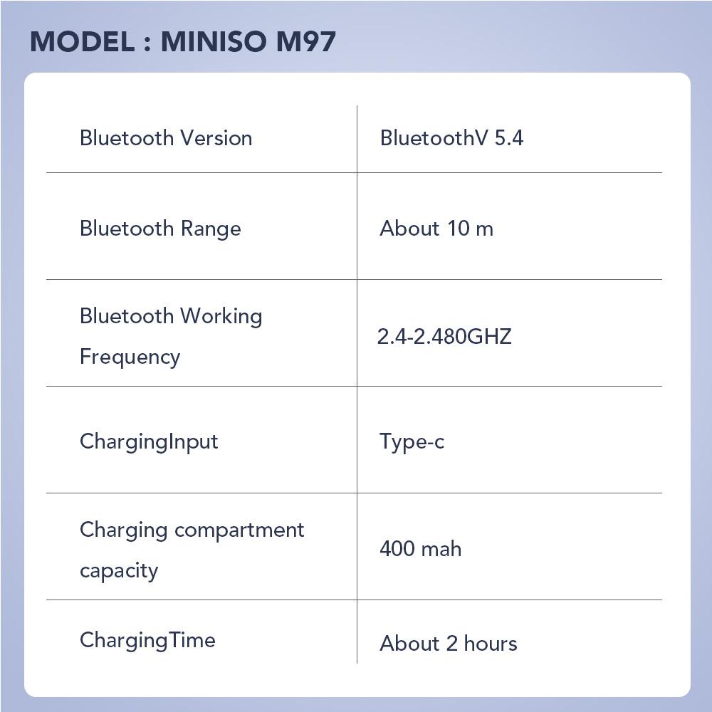 MINISO M97 Bluetooth Earbuds,Wireless Earphones,OWS Open Ear Earbuds,Bluetooth 5.4 Earphones,Clear Calls ,Touch Control.