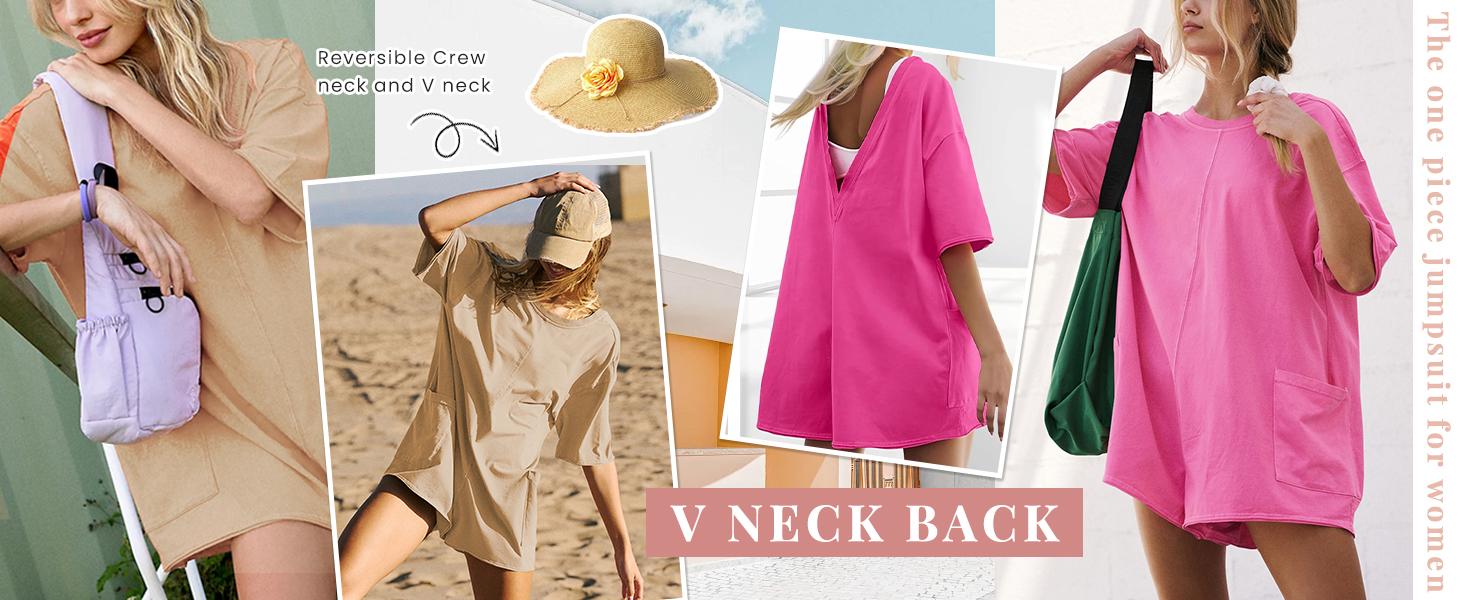 Yeokou Women's Oversized Athletic Jumpsuit Casual Romper Overall Workout Tee Hot Short Romper