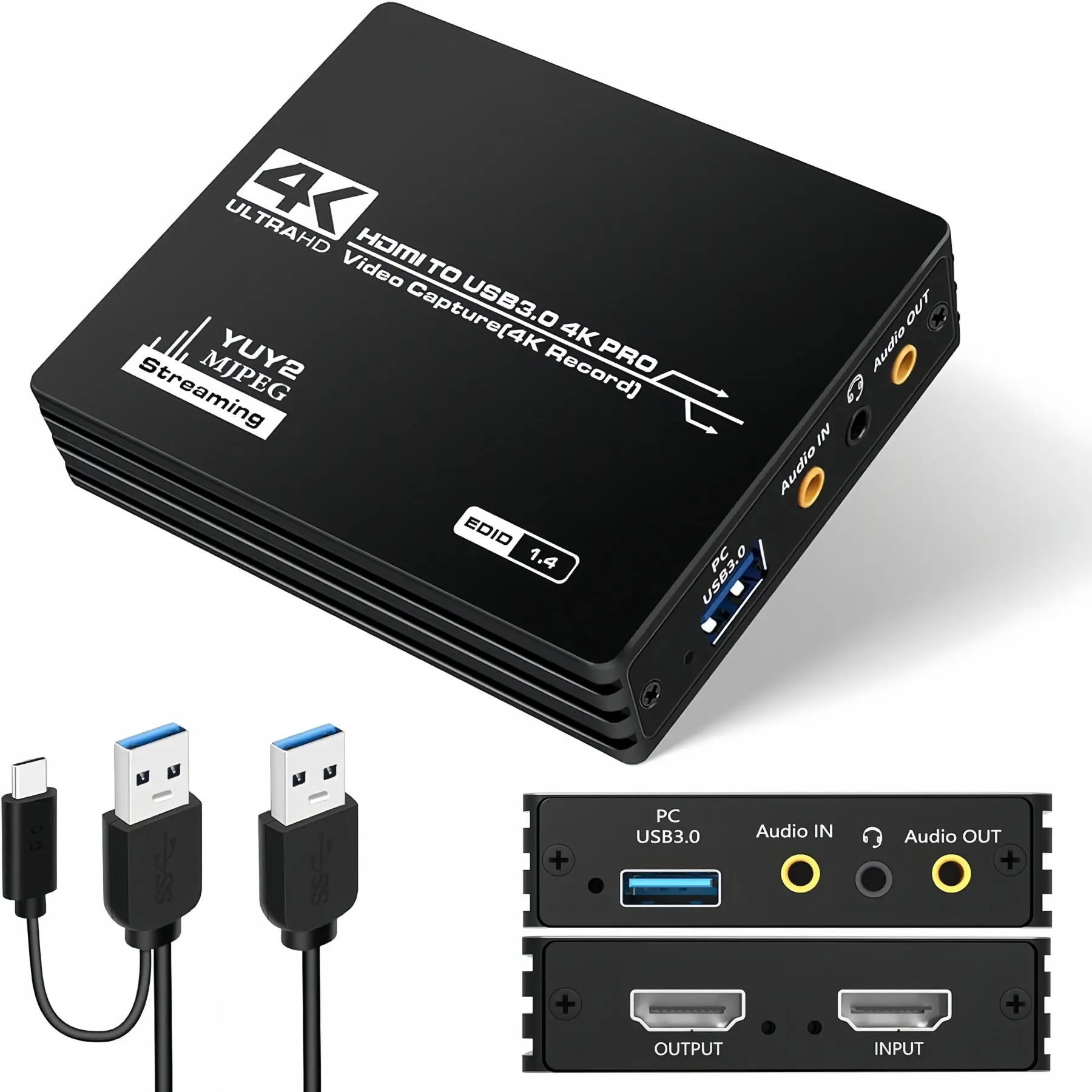 4K 60fps HDMI Capture Card, Compact Portable USB 3.0 Plug-and-Play Device with Low Latency, 1080p 60fps Streaming & Recording, HDMI Input Compatible with PS5, Xbox, Switch for Gamers/Creators