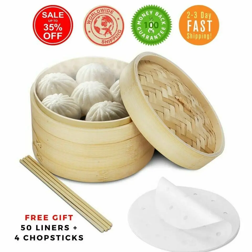 BAMBOO STEAMER 100% HAND MADE 10 INCH 2 TIER NEW