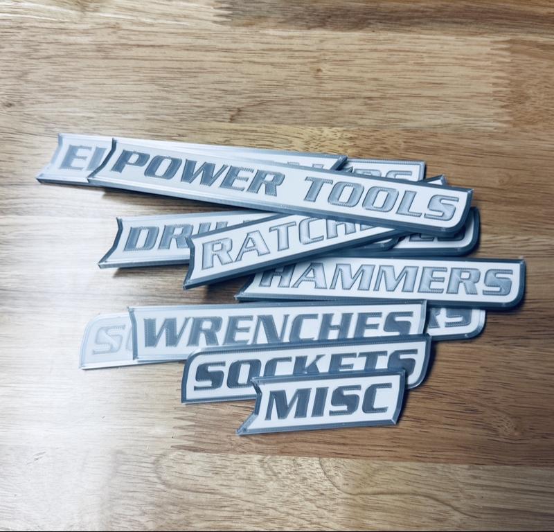 ColKy Designs - 12-Pack Premium Magnetic Toolbox Labels for Tool Organization - 12 Pack of High Quality 3D Printed Personalized Magnets for Metal Cabinets, Drawers, Tool Chests, Decor Plastic Gift - Made to Order • Core Colors • No Custom Text