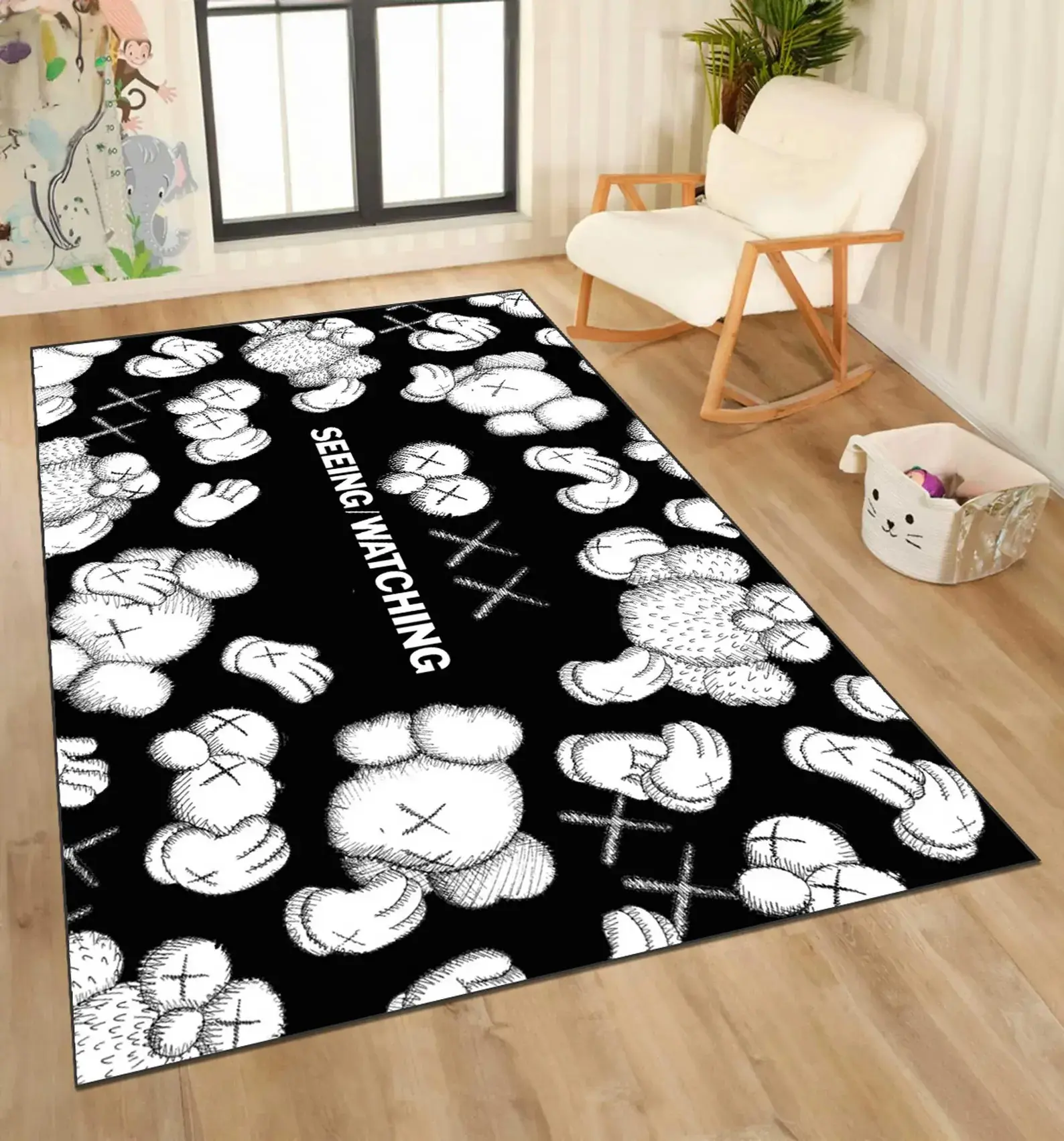 Hypebeast Bearbrick Area Rug - Machine Washable Household Textile, Trendy Home Decor, Ideal Gift Option