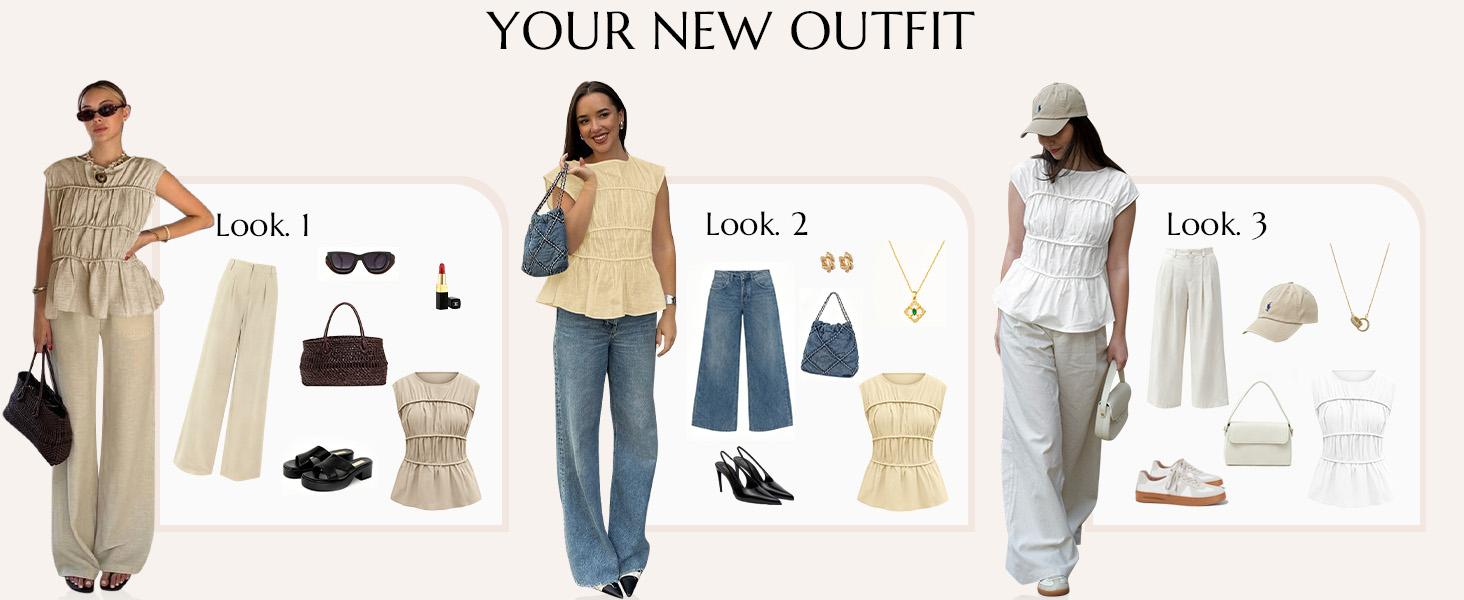 Cicy Bell Womens Cap Sleeve Peplum Tank Tops Summer Babydoll Smocked Cotton Shirts Casual Crew Neck Pleated Blouse Cicy Bell Womens Cap Sleeve Peplum Tank Tops Summer Babydoll Smocked Cotton Shirts Casual Crew Neck Pleated Blouse