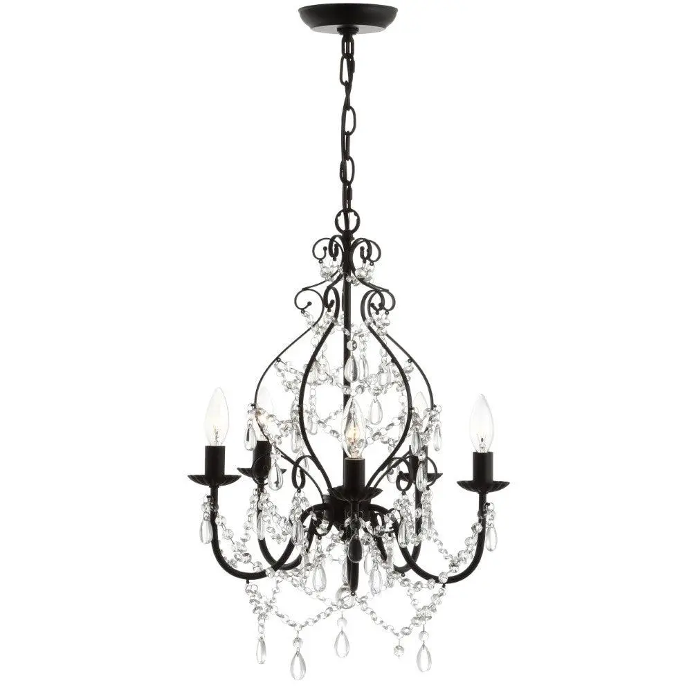 JONATHAN Y Maura 17" Crystal-Metal LED Crystal Chandelier Ceiling Lighting, Sculptural Statement Faceted Gem Indoor Ceiling Light with 5 Sockets & Adjustable Chain, Sculptural Pendant Ceiling Lighting
