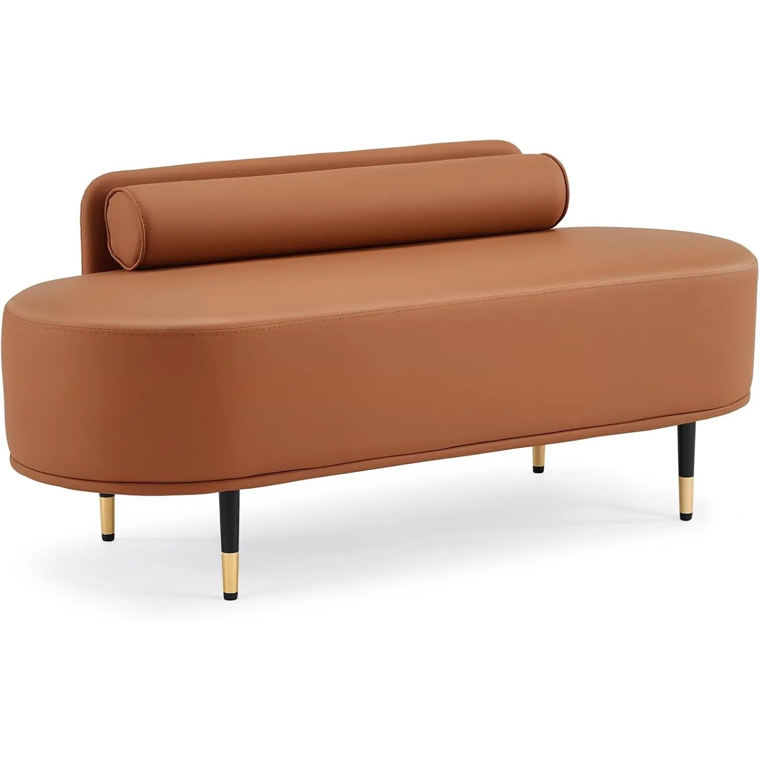 OmySalon Low Back Waiting Room Bench, 53.5" Faux-Leather Upholstered Office Guest Seating - Imitation Leather, Leatherette, High-Density Foam, Large Cushioned Benches for Beauty Salon, Office Lobby, Imitation Leather Benches