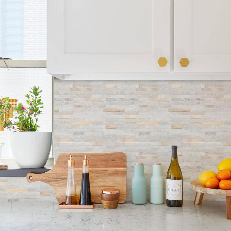 STICKGOO 10 Sheets PVC Peel and Stick Backsplash Tile for Kitchen/Bathroom/Laundry Room/Fireplace/RV, Tile Sticker, Wall Tile, Kitchen Backsplash