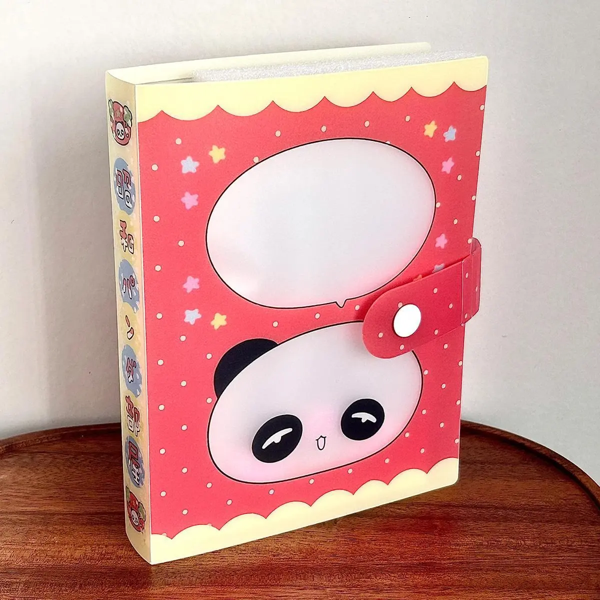 A6 Storage Binder Kawaii Document Organizer with Clover Design Vintage Showa Style Fixed-page Scrapbook Stickers Binder