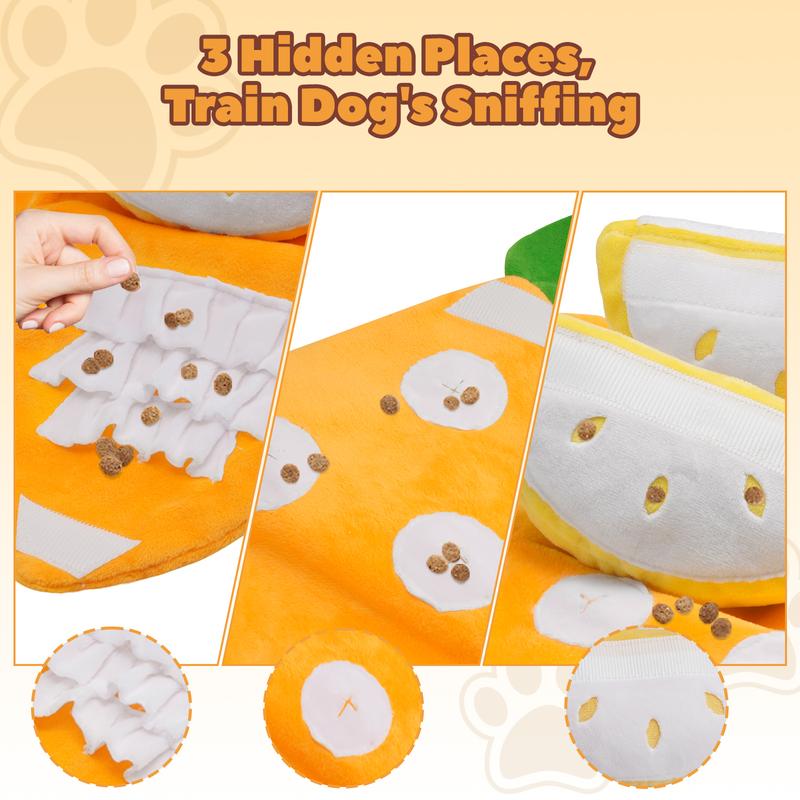 Pawaboo Hide and Seek Plush Dog Toys, Orange Puppy Squeaky Toy Interactive Puzzle Dog Toys with Crinkle Papers, Sniffing Enrichment Toys for Small and Medium Dogs, IQ Training Pet Toy for Boredom