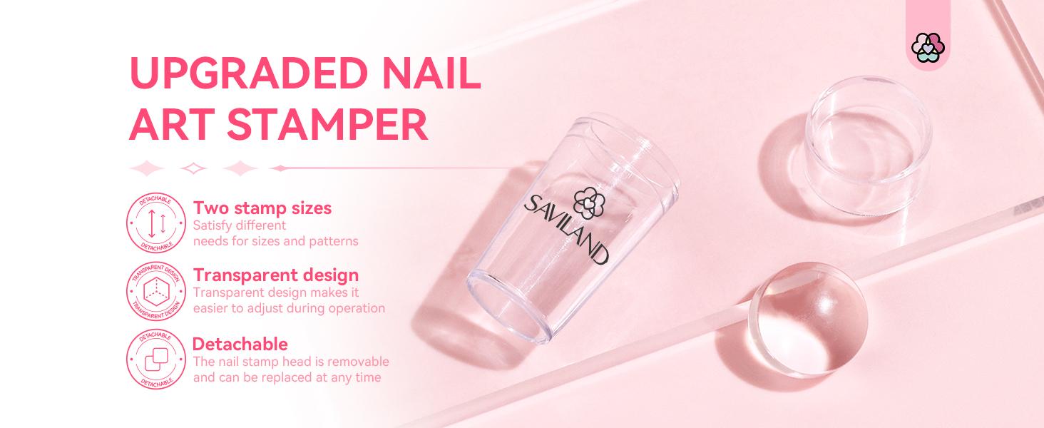 SAVILAND French Tip Nail Stamp Kit – 4PCS Silicone Stampers (Long & Short) With Scrapers For DIY French Manicures At Home Or Salon-quality Results SAVILAND French Tip Nail Stamp Kit – 4PCS Silicone Stampers (Long & Short) With Scrapers For DIY French Manicures At Home Or Salon-quality Results