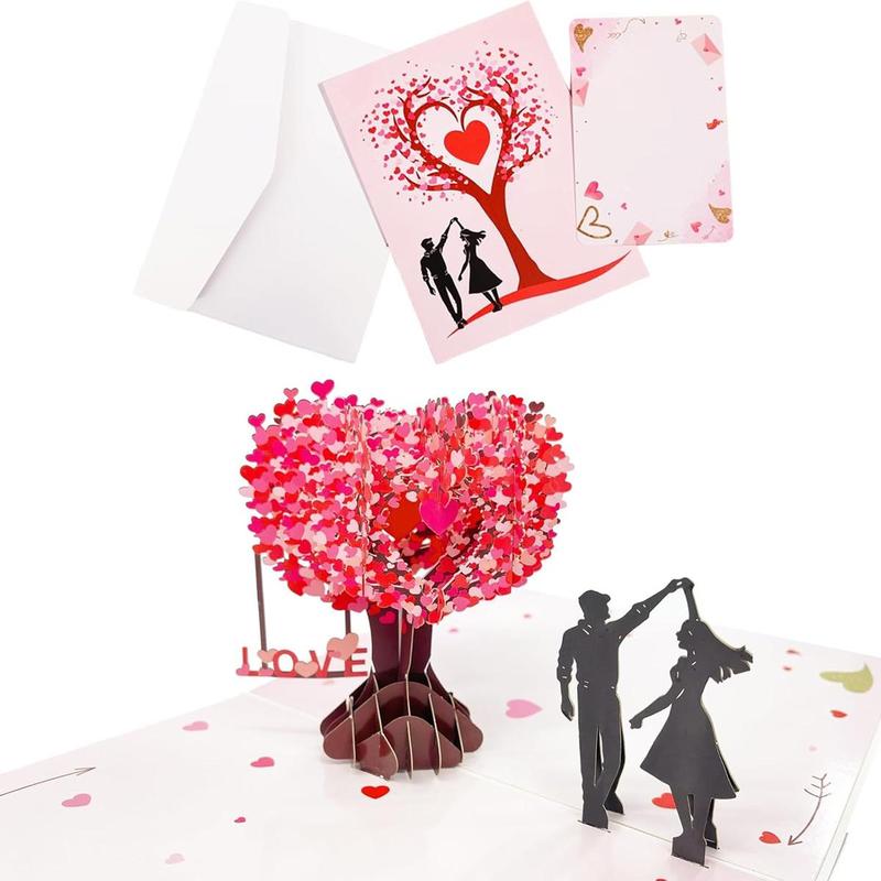 Pop Up Valentine's Day Card, 3D Anniversary Card with Love Tree & Hearts - Wedding Card for Wife, Husband, or Couple | Romantic Gift for Anniversary, Valentine's, Birthday (6x8 inch)
