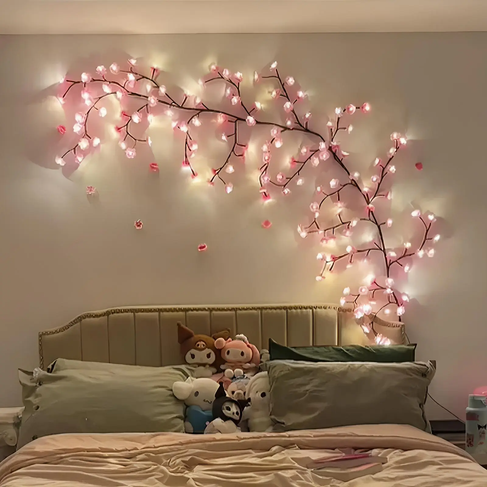 70.9 Inch LED Cherry Blossom Branch Fairy Lights with 8 Lighting Modes, Flexible Vine String Lights,Outdoor Indoor Decorative Tree Vine Lights for Wedding Party Garden Christmas Decor