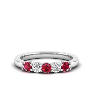 Alternating 5-Stone Ruby and Diamond Ring