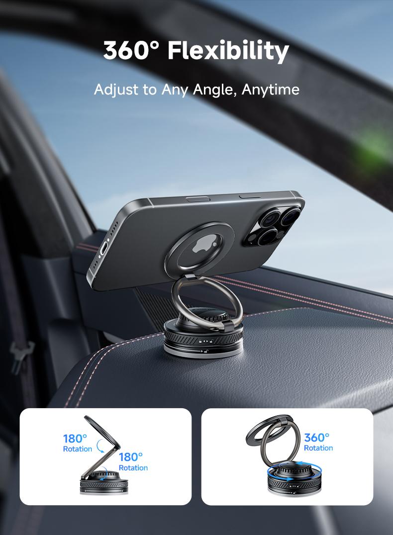 MAGIC JOHN 2-in-1 Magnetic Car Mount with Built-in Rose Fragrance | 360° Adjustable Phone Holder for Navigation | Fits Windshield, Dashboard, Mirrors & Smooth Surfaces