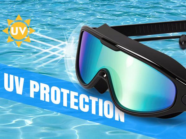 Rantizon Swim Goggles 2 Pack, Wide View Anti Fog&UV Swimming Goggles for Audlt, No Leaking Swim Glasses for Men Women Kids Nose Clip