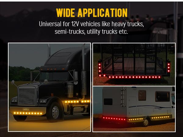 Partsam 20Pcs 2.5 inch Round 13LED Side Marker Clearance Lights with Pigtail and Grommets for Trailer RV Semi-trucks Flatbeds (10 Amber + 10 Red)