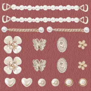 18 Pieces Gold Rhinestone Shoe Charms - Butterfly & Flower Bling Clog Accessories for Women | Prom, Wedding & Spring Break Party Favorites