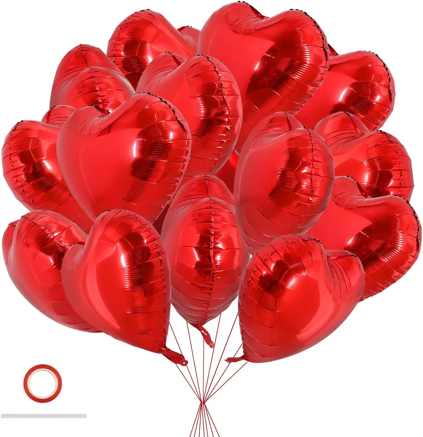 30Pcs 18 Inch Red Heart Balloons Valentines Day Heart Shape Foil Mylar Balloons Decoration for Romantic Valentine's Day Wedding Bridal Shower Anniversary Engagement Party Supplies Happy Mother’s Day Gift