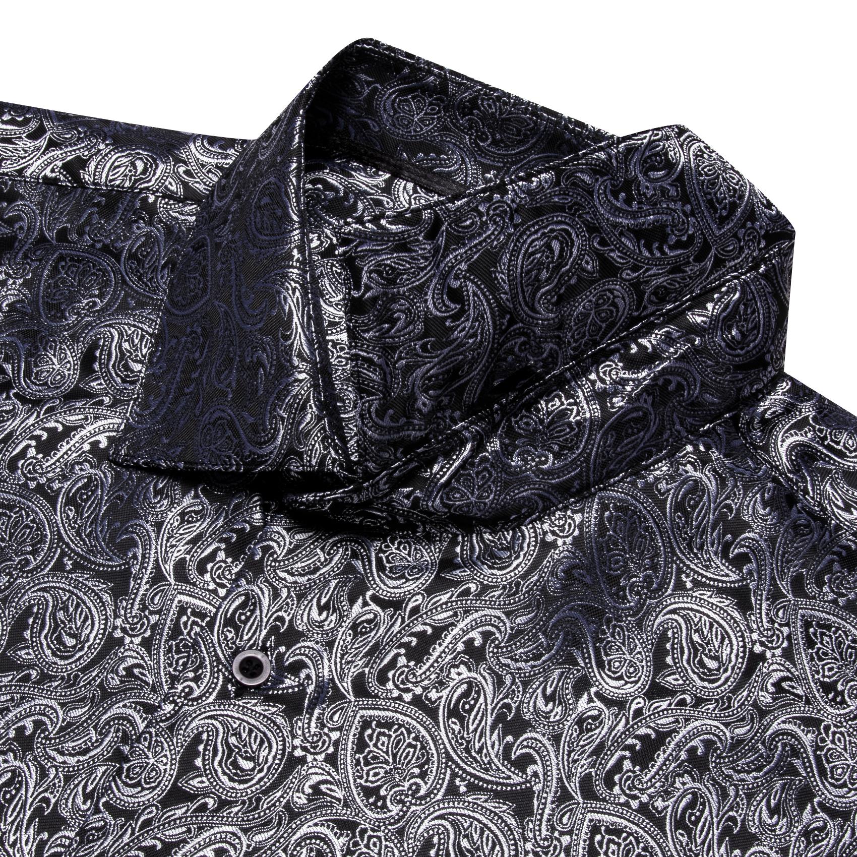 AILISUS Men's Floral Button Down Shirt Jacquard Black Gray Regular Fit Long Sleeve Shirts Wrinkle Free Classic Men Clothes Summer Daily Casual Menswear SpringStatements