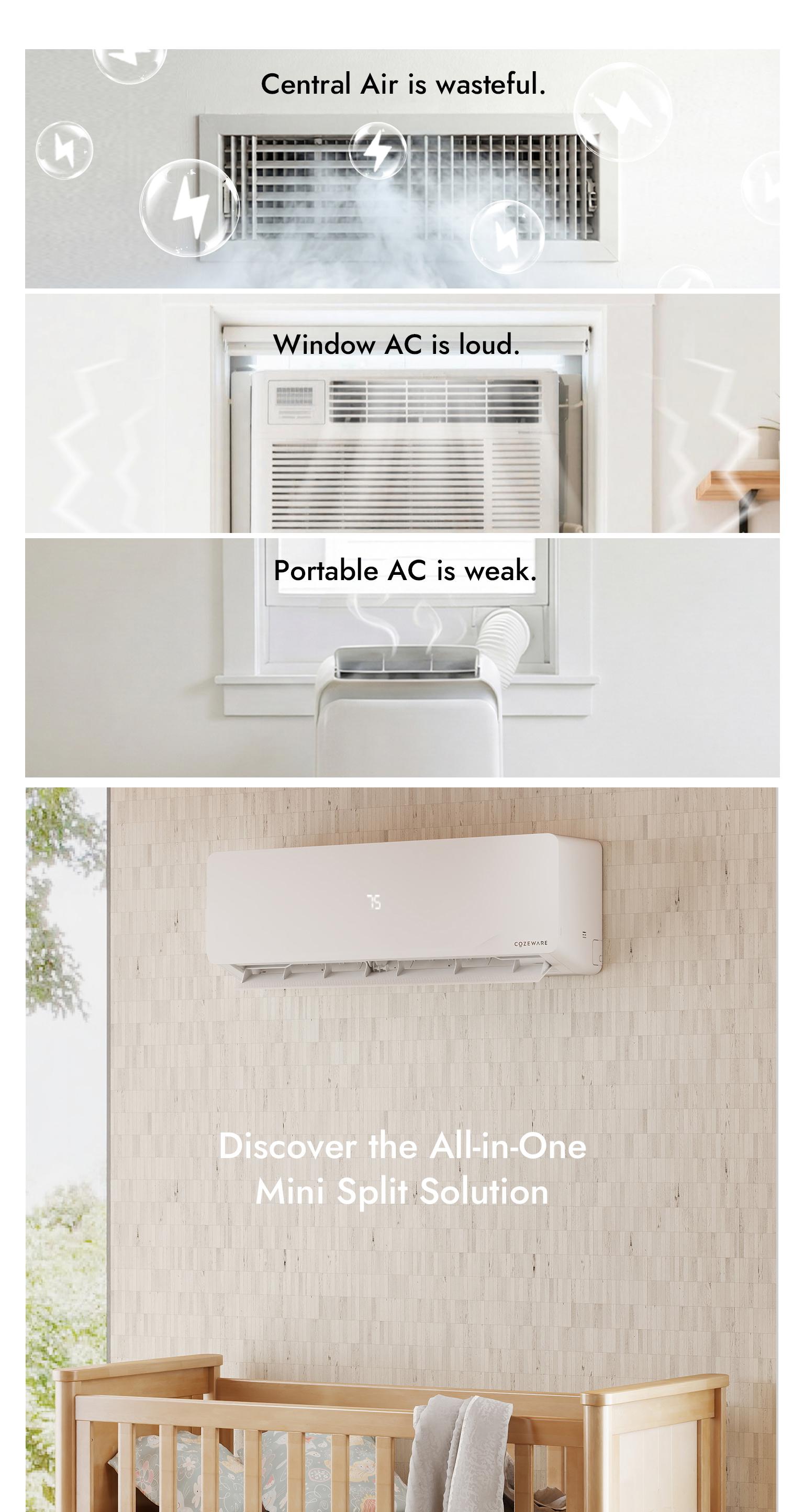 Cozeware 12000 BTU 115V/230V Mini Split Air Conditioner Heat Pump 20 SEER2 Inverter Compatible with Wifi Alexa Cools Up to 750 Sq Ft for Living Room Bedroom Study Loft Garage Cozeware 12000 BTU 115V/230V Mini Split Air Conditioner Heat Pump 20 SEER2 Inverter Compatible with Wifi Alexa Cools Up to 750 Sq Ft for Living Room Bedroom Study Loft Garage