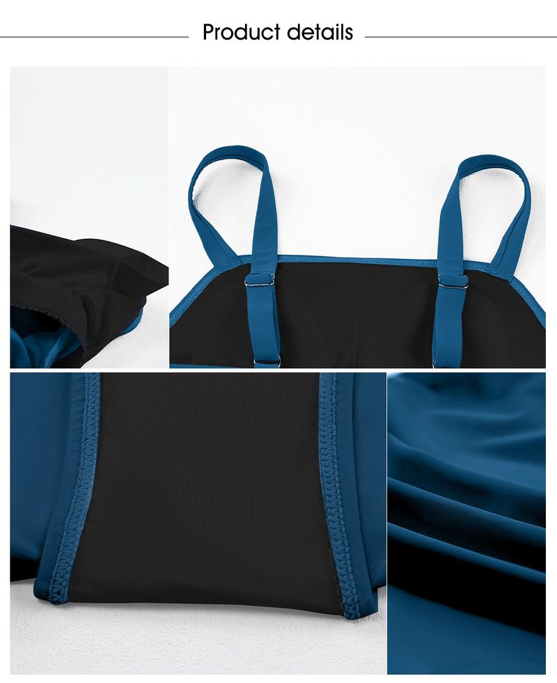 Aleumdr Women Vintage Two Piece Tankini Swimsuits Swimdress Swimming Push up Swimwear Bathing Suits Beach